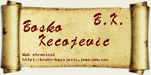 Boško Kecojević vizit kartica